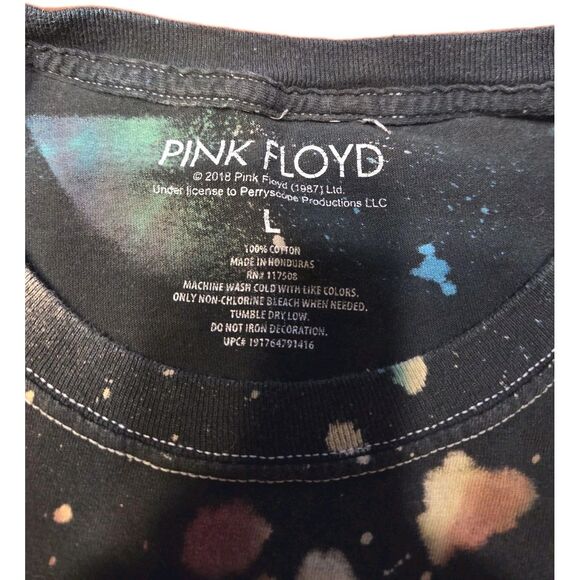 Pink Floyd T-Shirt Men's L Dark Side of the Moon Galaxy Paint Splatter Grunge - Picture 2 of 3